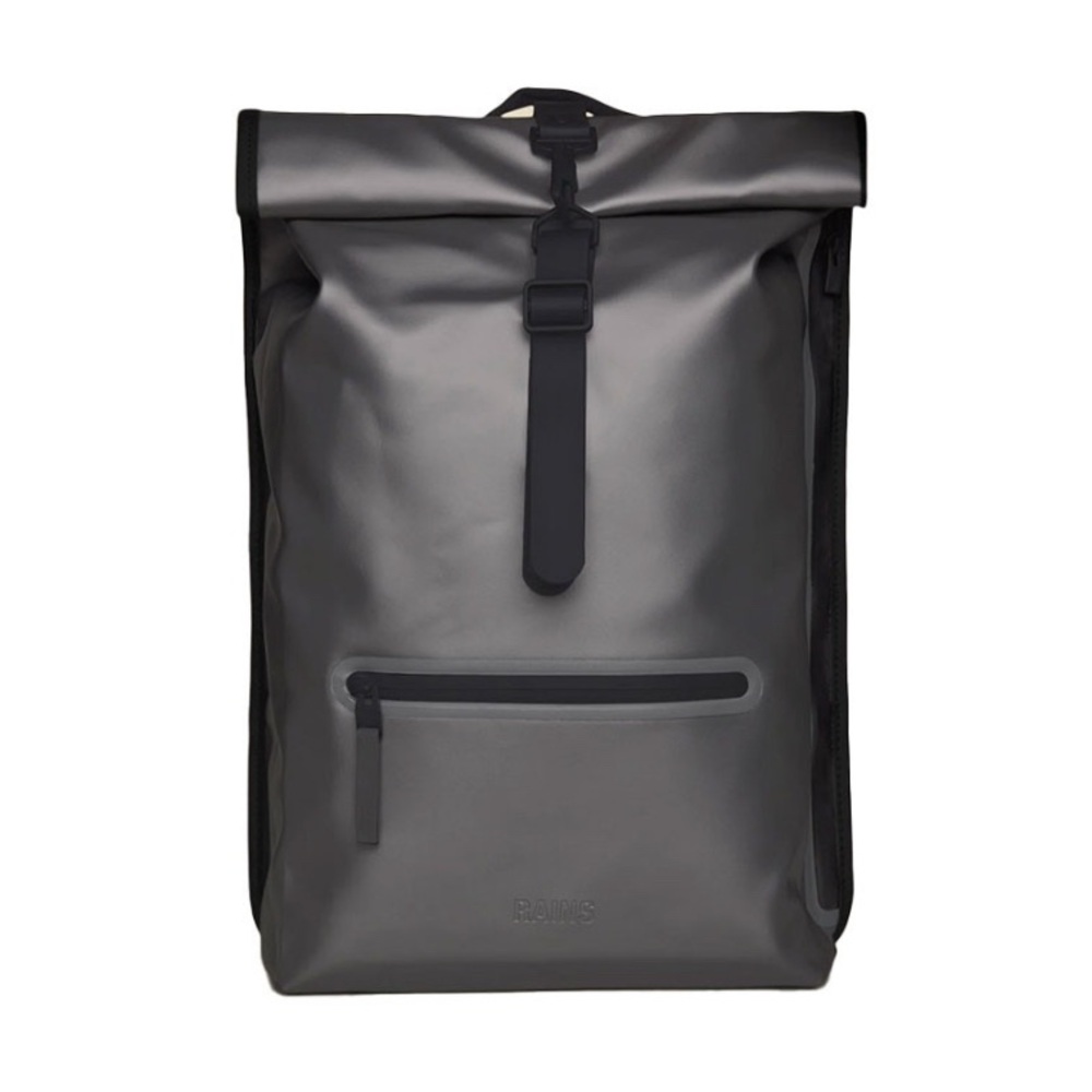 NWT RAINS Rolltop Rucksack Metallic Gray